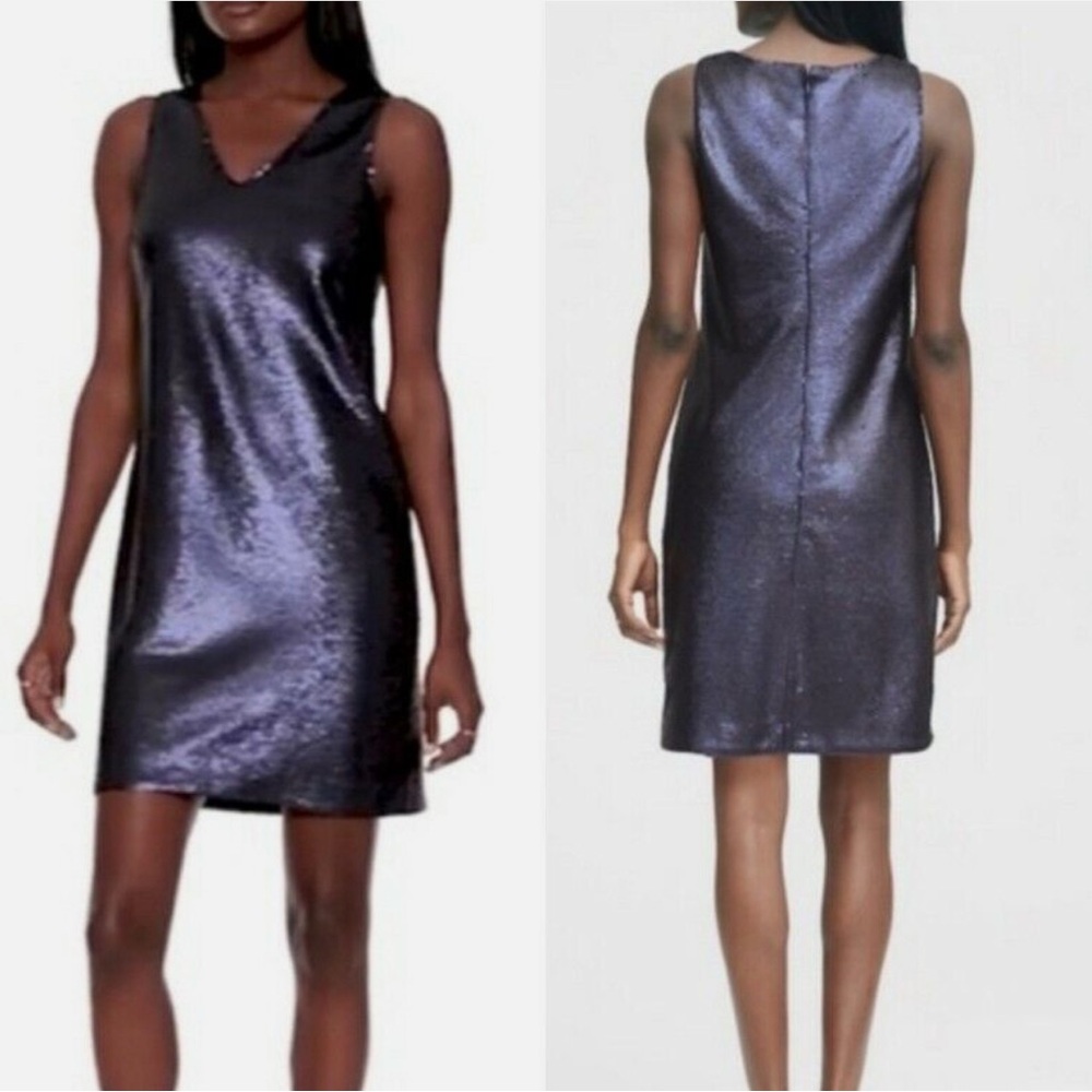 Banana Republic Navy Sequin V-Neck Dress Size 10